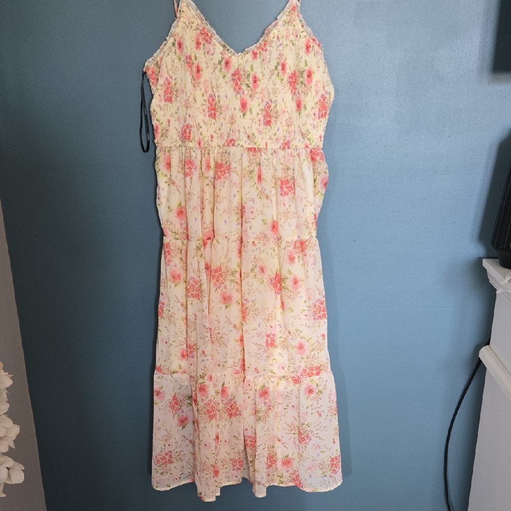 Forever 21 Floral Pink and Cream Dress